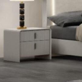 Canton Wooden Bedside Cabinet With 2 Drawers In Flannel Grey