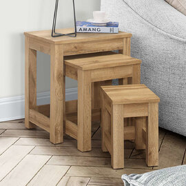 Canton Wooden Nest Of 3 Tables In Oak