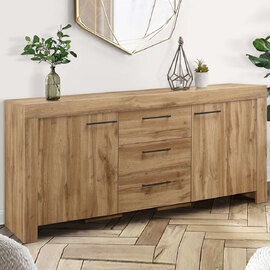 Canton Wooden Sideboard With 2 Doors 3 Drawers In Oak