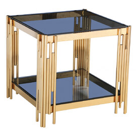 Cappy Grey Glass Lamp Table With Gold Frame