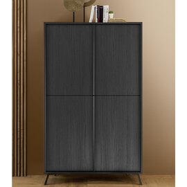Cappy Wooden Highboard With 4 Doors In Black