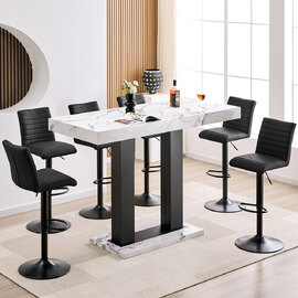 Caprice Large Diva Gloss Bar Table Black Base 6 Ripple Black Stools