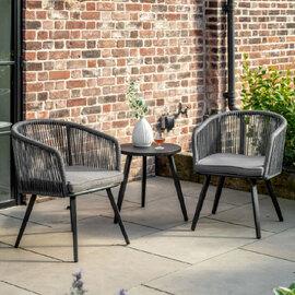 Cardiff Rattan 2 Seater Bistro Set In Charcoal