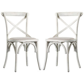 Caria Cross Back Natural Wooden Dining Chairs In Pair