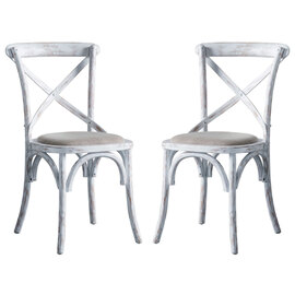 Caria Cross Back White Wooden Dining Chairs In Pair