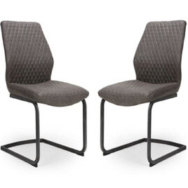 Caribou Grey Fabric Dining Chairs In Pair
