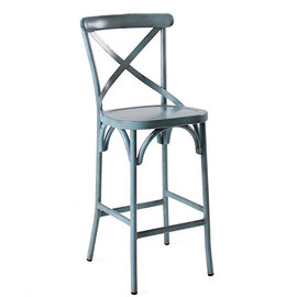 Cayuga Outdoor Aluminium Vintage Bar Chair In Blue