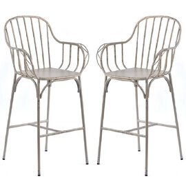 Carla Vintage White Aluminium Outdoor Bar Chairs In Pair