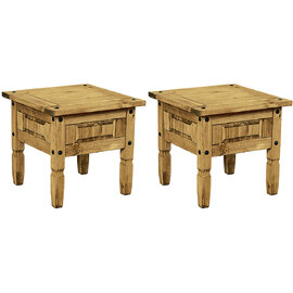 Carlen Distressed Oak Wooden Lamp Table In Pair