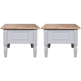 Carlen Grey Distressed Oak Wooden Lamp Tables In Pair