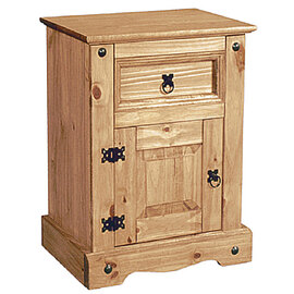 Carlen Wooden Bedside Cabinet With 1 Door In Distressed Oak