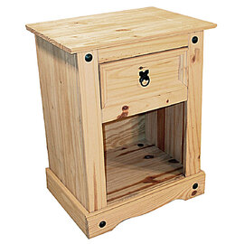 Carlen Wooden Bedside Cabinet With 1 Drawer In Distressed Oak
