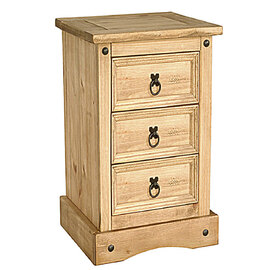 Carlen Wooden Bedside Cabinet With 3 Drawers In Distressed Oak