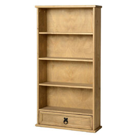 Carlen Wooden Bookcase With 1 Door In Distressed Oak