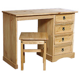 Carlen Wooden Dressing Table With Stool In Distressed Oak