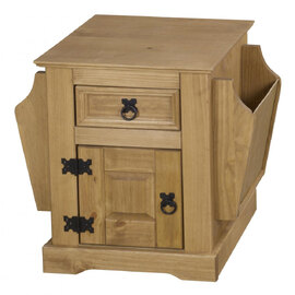 Carlen Wooden Side Table With Magazine Rack In Distressed Oak