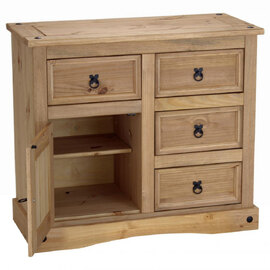 Carlen Wooden Sideboard With 1 Door 4 Drawers In Distressed Oak