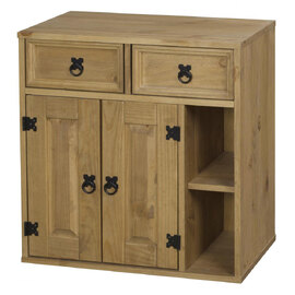 Carlen Wooden Sideboard With 2 Doors 2 Shelves In Distressed Oak