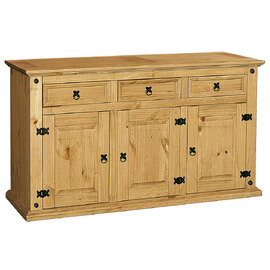 Carlen Wooden Sideboard With 3 Doors 3 Drawers In Distressed Oak