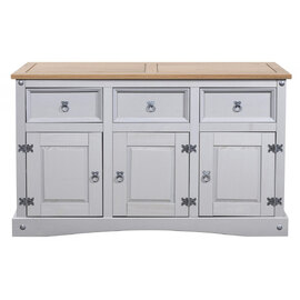 Carlen Wooden Sideboard With 3 Doors 3 Drawers In Grey Oak