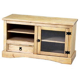 Carlen Wooden TV Stand With 1 Door 1 Drawer In Distressed Oak