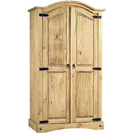 Carlen Wooden Wardrobe With 2 Doors In Distressed Oak