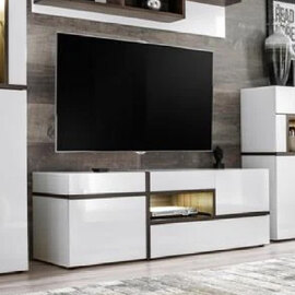 Carlisle High Gloss TV Stand In White And Elm With LED