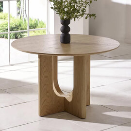 Carlisle Wooden Round Dining Table in Brown