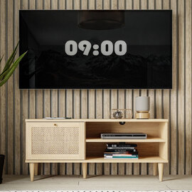 Carlisle Wooden TV Stand With 1 Door 2 Shelves In Rattan