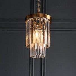 Carmel 1 Light Glass Pendant Light In Brushed Aged Brass