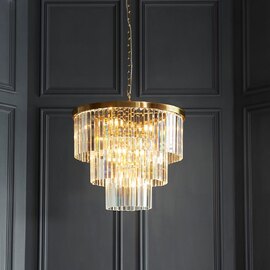 Carmel 7 Light Glass Pendant Light In Brushed Aged Brass