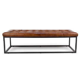 Carmel Wooden Dining Bench With Leather Seat In Tan