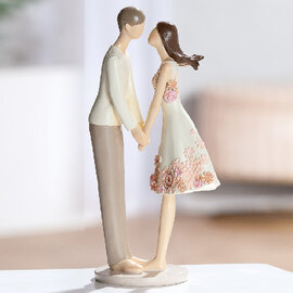 Carnation Synthetic Resin Dancing Couple Sculpture In Cream And Pink