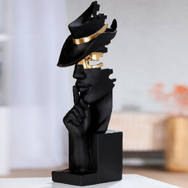 Carnation Secret Keeper Synthetic Resin Sculpture in Black and Gold