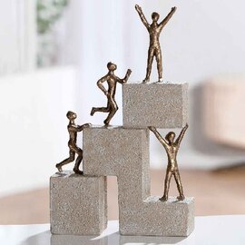 Carnation Synthetic Resin 4 Person Success Climb Sculpture In Cream