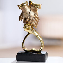 Carnation Synthetic Resin Love Sculpture in Black and Gold