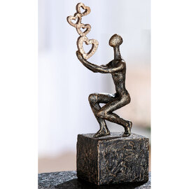 Carnation Synthetic Resin Person Flying Hearts Sculpture In Antique