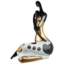 Carnation Synthetic Resin Setting Woman Sculpture In Black And White
