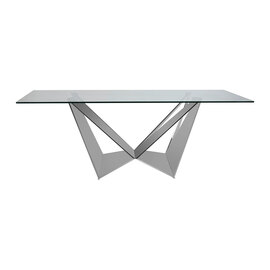 Carolex Rectangular Clear Glass Dining Table With Chrome Base
