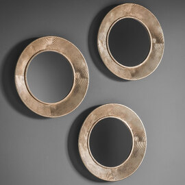 Caroline Round Set Of 3 Wall Bedroom Mirror In Gold Frame