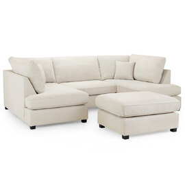 Caronia Classic Fabric U Shaped Corner Sofa In Beige