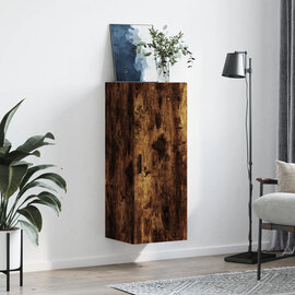 Carrara Wooden Wall Mounted Storage Cabinet In Smoked Oak