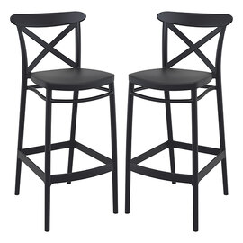 Carson Black Polypropylene And Glass Fiber Bar Chairs In Pair