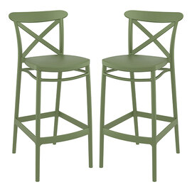 Carson Green Polypropylene And Glass Fiber Bar Chairs In Pair
