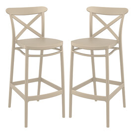 Carson Taupe Polypropylene And Glass Fiber Bar Chairs In Pair