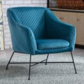Carteret Fabric Accent Chair With Black Metal Legs In Federal Blue