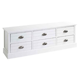 Carthage Wooden Seating Bench With 6 Drawers In White