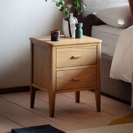 Cary Wooden Bedside Cabinet With 2 Drawers In Natural