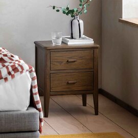 Cary Wooden Bedside Cabinet With 2 Drawers In Walnut
