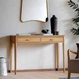 Cary Wooden Console Table With 2 Drawers In Natural
